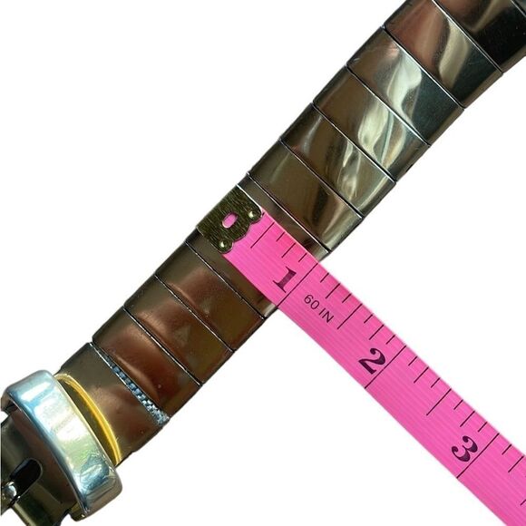 70s 80s Vintage Gold Block Chain Stretchy Belt Small - Picture 4 of 5